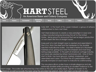 Sample website for razor and cutlery company