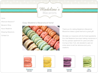 Sample website for macaron bakery